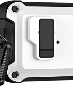 Airpods 3. Nesil ile Uyumlu Dayanıklı Koruyucu Tank Kılıf – Şok Emici, Karabina Klipsli, Keskin Tasarım (Beyaz)