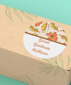 Güzel Günlerde Kullanın Mat Etiket Turuncu Sonbahar Çiçek Temalı Sticker 4 cm 100 Adet
