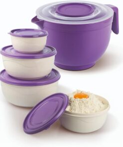 Home Karıştırma Kabı Set & Mikser Kase Set Mor Renk 5 Parça Set