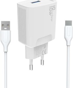 18W Qualcomm 3.0 Şarj Başlığı + 1m Type-C Kablo KDR-40T
