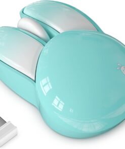 Mofii Wireless Mouse Renkli Tavşan Tasarım Kablosuz Sessiz Bilgisayar Notebook Laptop için Fare USB Nano Receiver Mouse Tak Çalıştır 9.2cm x 6cm (Turkuaz)