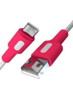 Coral USB A-C Hızlı Şarj Kablosu, Beyaz Kablo, Beyaz/Pembe Uçlar (120 CM)