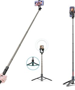 Q6 Katlanabilir Çok Fonksiyonlu Selfie Tripod Vlog Uzaktan Kumandalı 4 in 1 Android Ios