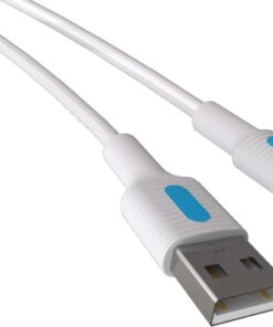 Coral iPhone Uyumlu USB A-Lightning Şarj Kablosu, Beyaz Kablo, Mavi/Beyaz Uçlar (150 CM)