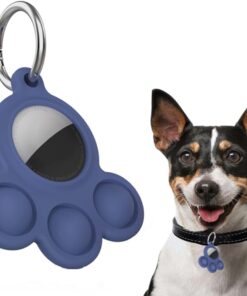 Uyumlu Silikon Kılıf Kedi Köpek Tasmasına Takılabilir Pati Tasarımlı Kapalı Düşmez (Lacivert)