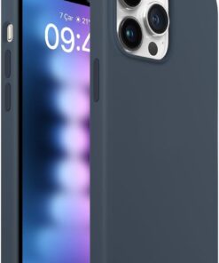 iPhone 15 Pro Max ile Uyumlu Rubber Fit Kılıf Silikon Kılıf, İpeksi Dokunuş Hisli, Tam Koruyuculu Darbe Önleyici Kapak (Fırtına Mavisi)