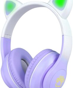 STN-28 Pro Kedi Kulaklı Tasarımlı RGB Işıklı Bluetooth Kulaklık Mor