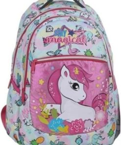 Anaokul Sırt çantası Kız Erkek Unisex Ortopedik Astarlı Su Geçirmez 5 6 7 Yaş At Unicorn Mavi