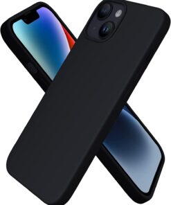 Apple iPhone 14 Plus Kılıf 6.7 ile Uyumlu, İnce Sıvı Silikon 3 Katmanlı Tam Kaplamalı Yumuşak Jel Kauçuk Kılıf Kapak, (Siyah, 6.7 inç)