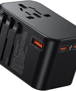 Seyahat Priz Dönüştürücü Adaptör, 45W Şarj Cihazı, 2x Usb Girişi, 3x Type-C Girişi, Uluslararası Güç Adaptörü, US, UK, EU, AU Evrensel Uyum