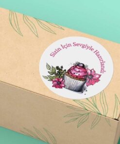 Cupcake Sizin İçin Sevgiyle Hazırlandı Pastane Kurabiye Etiketi Food Sticker Tatlı Kek Mat Stıcker 4 Cm (M8) 40 Adet