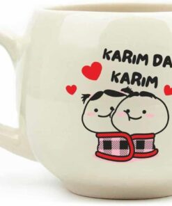 TASARIM Karım Da Karım Krem Parlak Balon Kupa (Yeşil Kulp) - Hediye Seramik Kupa