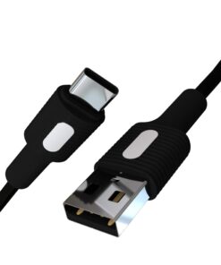 Coral USB A-C Hızlı Şarj Kablosu, Siyah Kablo, Beyaz/Siyah Uçlar (120 CM)