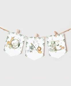 Hediye Sepeti One Flama Safari Konsept Temalı, Baby Animal One Bayrak, Mama Sandalyesi 1 Yaş Banner