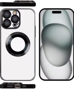 Manyetik Mıknatıslı İphone 11 Kamera Korumalı Kılıf Kılıf Silikon Şeffaf Yanları Parlak Logoyu Gösteren Kılıf (Siyah)