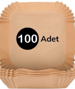 100 Adet Air Fryer Pişirme Kağıdı Tek Kullanımlık Hava Fritöz Yağ Geçirmez Yapışmaz Gıda Pişirme Kağıdı Kare Tabak Model