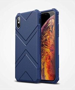 iPhone X/XS Uyumlu Köşe Korumalı Airbag Darbeye Karşı Dayanıklı Lüks Silikon Kılıf (Mavi, iPhone X/XS)