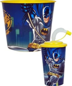 Renkli Popcorn, Çerez, Pipetli Pratik Bardak Seti,Atıştırmalık, Mısır Kovası, 2li Set, (Sarı/Erkek)