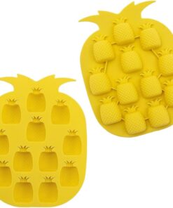 2 Adet Ananas Şekilli Buz Küpü Kalıbı Yapışmaz Silikon Ananas Buzluk Buz ve Çikolata Kalıbı Sarı Renk