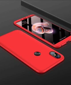 6812 Xiaomi Redmi Note 6 Pro ile Uyumlu Kılıf, Double Dip AYS 3in1 Sert Rubber Kapak, Kırmızı