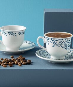 Home Blatt Porselen 4 Parça 2 Kişilik KAHVE FINCAN TAKIMI 80 ml Lacivert