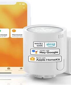 Akıllı Termostat Vanası ve Hub, HomeKit Uyumlu Akıllı Radyatör Vanası, WLAN Akıllı Termostat, Uzaktan Kontrol, Siri Alexa Google Assistant Uyumlu, 6 Adaptör, Beyaz