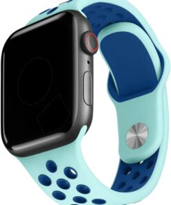Apple Watch Seri 1/2/3/4/5/6/7/8/se İle Uyumlu Delikli Silikon Kordon Kayış 38-40-41 mm (Mavi - Lacivert)