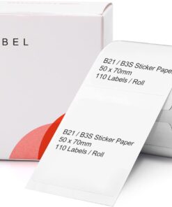 B21/B3S etiket bandı, 50 x 70 mm, su geçirmez, etiketleme için yedek, kendinden yapışkanlı, 1 rulo 110 adet (beyaz)