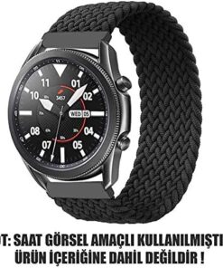 Samsung Galaxy Watch 4 Classic 46mm Kordon, (Large Size, 165mm) Braided Solo Loop Band (Samsung Galaxy Watch 4 Classic 46mm ile Uyumlu Kordon, Akıllı Saat Kayışı)