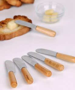 Bambu Saplı 6 Adet Tereyağı, Reçel ve Bal Bıçağı | Şık ve Doğal Sunum Seti - 11 cm