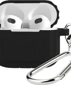 LABS Airpods 3 Uyumlu Rubber Silicone Case Kancalı Yumuşak Silikon Kılıf Airpods 3 Uyumlu Kulaklık Kılıfı (Siyah)