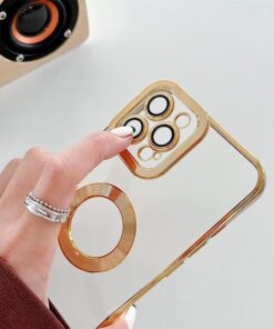 aks iPhone 14 pro max uyumlu lens korumalı lazer kılıf gold