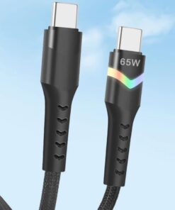 NR9 Type-C to Type-C iPhone Android Uyumlu 65W PD LED Işıklı Kablo Hızlı Şarj Örgü Kablo