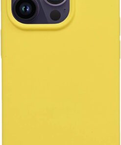 AKSESUAR iphone 14 Pro (6.1) inç İçi Kadife Kaplama Gerçek Silinebilir Leke Tutmaz Lansman Kılıf Şok Emici Full Kasa Koruma Sağlayan Kılıf (Sarı)