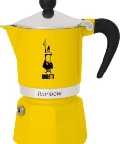 - Rainbow: 1 Cup Ocak Üstü Espresso Pişirici - 60ml - Sarı Renk - Alüminyum Gövde - Patentli Güvenlik Valfi - Tüm Ocak Türleri İçin Uygundur (İndüksiyon Hariç)