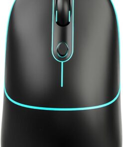 MS110 USB Kablolu 2400DPI 4 Tuşlu RGB Sessiz Click Optik Mouse - PC, Mac, Dizüstü Bilgisayar ile Uyumlu, Tak Çalıştır Kolay Bağlantı, Sağ ve Sol Elle Kullanıma Uygun, Kompakt Mouse Siyah