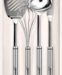Flexispace 899430 Mutfak Gereçleri İçin Çekmece Düzenleyici, Plastik, Beyaz, 37 x 22 x 4,5 cm
