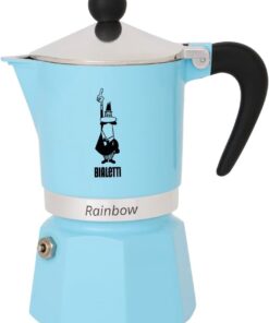 - Rainbow: 3 Cups Ocak Üstü Espresso Pişirici - 130ml - Açık Mavi Renk - Alüminyum Gövde - Patentli Güvenlik Valfi - Tüm Ocak Türleri İçin Uygundur (İndüksiyon Hariç)