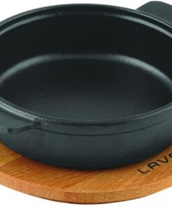 Pişirme Kabı, LV ECO GV 14 K4, Yuvarlak Güveç, Ahşap Altlık, Çap 14 cm, Dökme Demir, Siyah