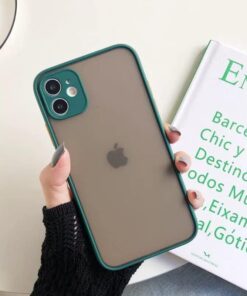 AKSESUAR İphone 11 6.1 inç Yan Tuşları Renkli Kamera Korumalı Transparan TPU Kılıf (Yeşil)
