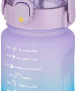 1000 ml Pipetli/Pipetsiz Kullanım Çift Renk SoftTouch Motivasyon Matarası Sticker Hediyeli