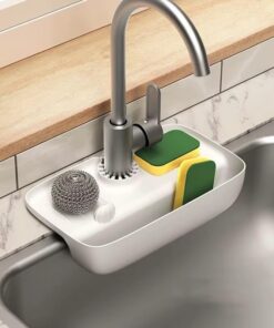 Elastik Musluk Matı Su Tutucu Düzenleyici Kaydırmaz Taban Organizer Mutfak Banyo (Beyaz)