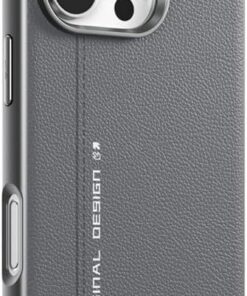 iPhone 16/16 Plus / 16 Pro / 16 Pro Max Uyumlu Premium Leather Deri Telefon Kılıfı (Gri, iPhone 16 Pro Max)