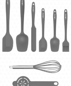Drongo Isıya Dayanıklı Yanmaz Yapışmaz Silikon Spatula Seti 8 Parça Gri