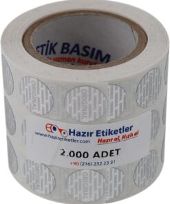 etiketler , hazır al hızlı al Original Etiketi PP Metalize(Hologramlı) 15mm Çapında 2000 Adet Yan Yana 3 lü