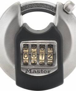 LOCK Sağlam disk kilidi [kombinasyon] [paslanmaz çelik] [dış mekan] M40EURDNUM - saklama üniteleri, barakalar, garajlar, römorklar ve daha fazlası için ideal, 9,3 cm x 7 cm x 2,3 cm