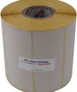 etiketler , hazır al hızlı al Eko Termal Etiket 25mm x 45mm Ruloda 3750 Adet 40mm Kuka Çapında Direk Termal Transfer Etiketi Yan Yana 4 lü