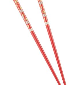 Çok kullanımlık Bambu Kırmızı Desenli Chopstick | Tekrar Kullanılabilir ve Yıkanabilir Bambu Chopstick | Kore Çin Japon Yemek Çubukları | 22,5 cm