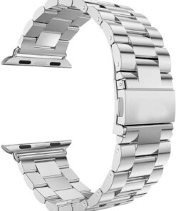 Apple Watch Series 8 45mm Metal Stainless Steel için Kordon Gümüş