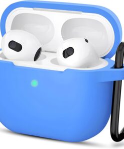 Airpods 3 ile Uyumlu Dışı Pürüzsüz Silikon İçi Kadife Cihazı Tam Saran ve Zamanla Bollaşma Yapmayan Silikon Kılıf (Saks Mavi)